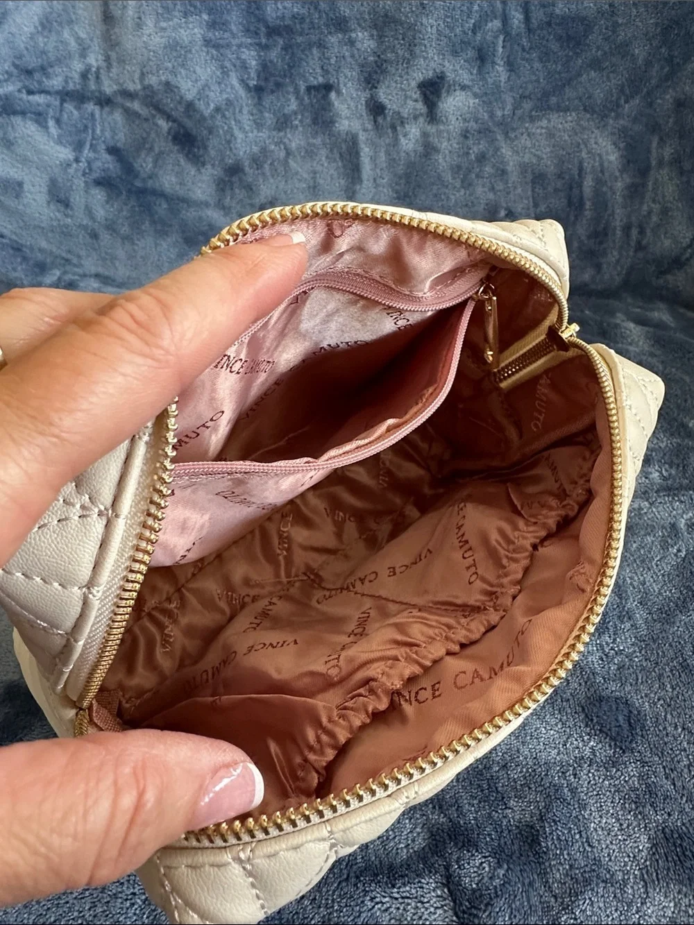 Assorted Women's Cosmetic Pouches - Taupe, Cream & Gold